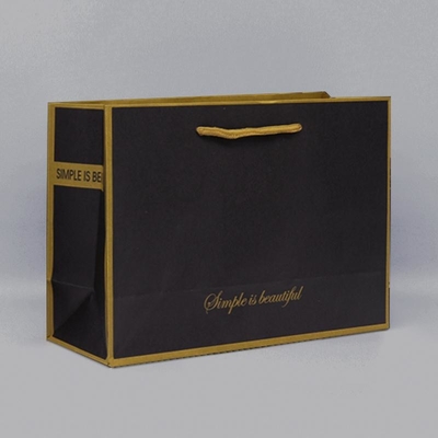 comprare Black Foil And Bump Logo Sacchetto di carta artigianale riutilizzabile Manico torto 300g online manufacture