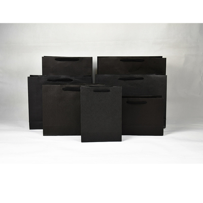 Borsa di carta di lusso personalizzabile Borsa da shopping nera con manico